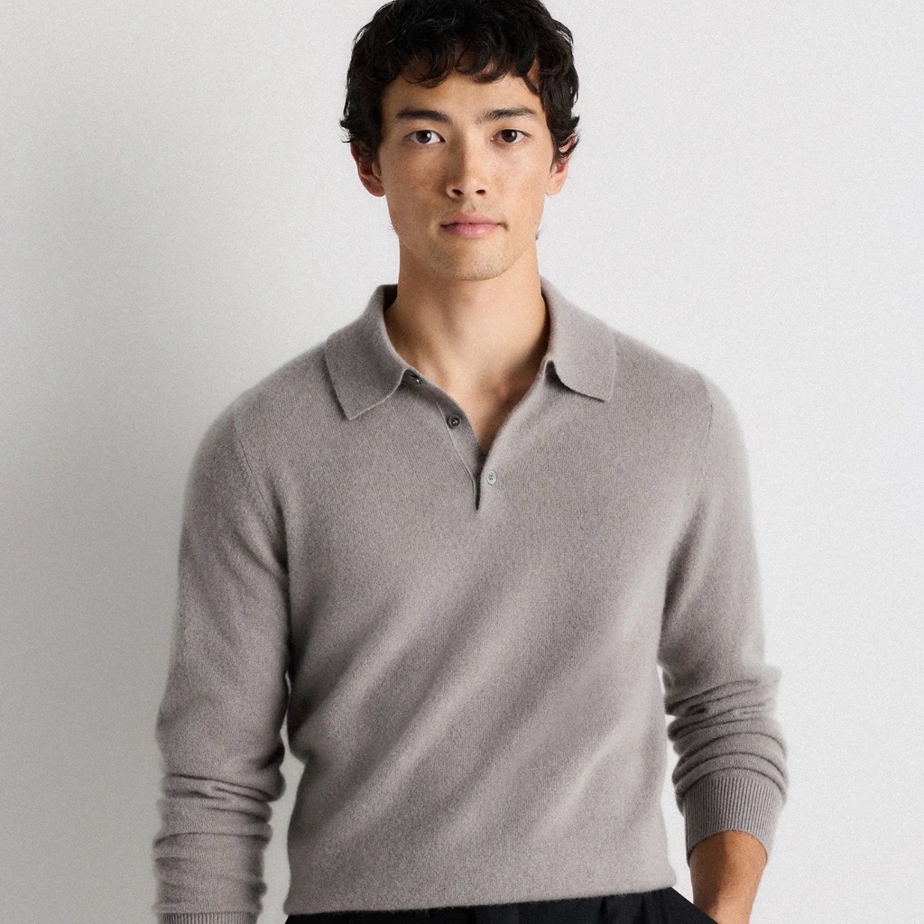 Quince Men’s Mongolian Cashmere Polo In Morel Grey Size Medium 055